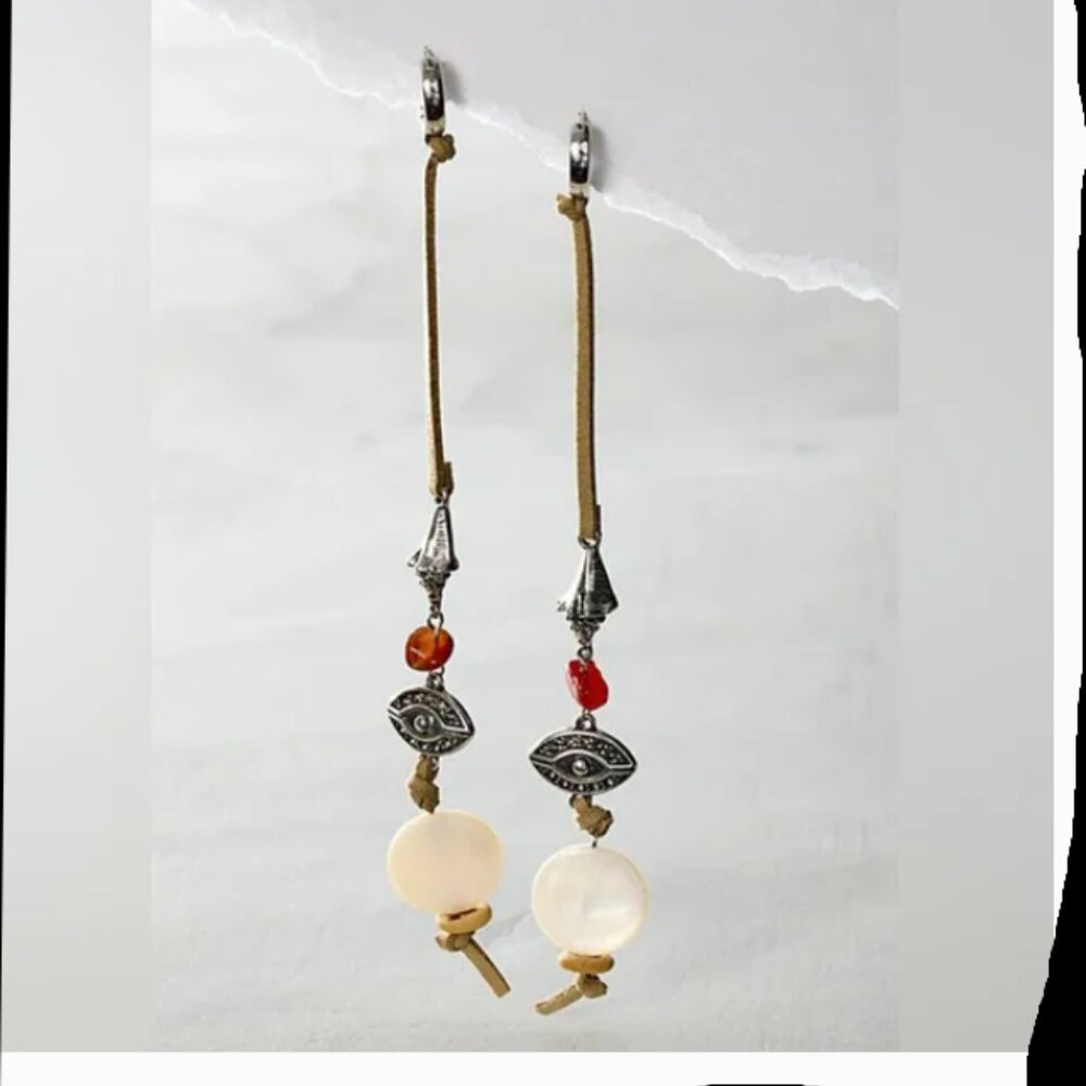 Free People “Treasure Dangles” – Mother of Pearl – Boho Luxe Earrings – Like New - Picture 1 of 9